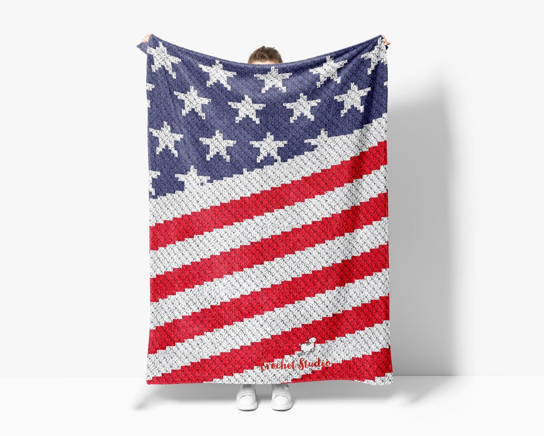 C2C USA American Flag Crochet Pattern With Written/color Instructions