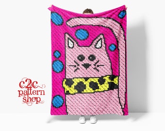 C2C Cat Crochet Pattern / C2C Graphgan Patterns / C2C Graph with Written Instructions