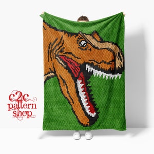 C2C T Rex Dinosaur Crochet Pattern / C2C Graphgan / Corner to Corner / C2C Crochet Blanket / C2C Afghan / C2C Graphs / Single Pixel Pattern