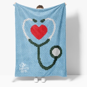 Stethoscope C2C Crochet Pattern with Written Instruction / Graph can also be used in mini c2c, sc, hdc, dc, tss, bobble or even cross stitch