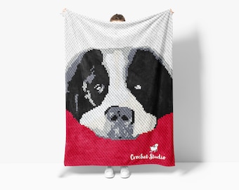 C2C Landseer Dog Crochet Pattern with written instructions, full graph and (tips, links to yarn calculators and tutorials)