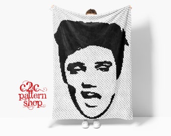 Mini C2C Elvis Presley Afghan Pattern - C2C Crochet - C2C Crochet Blanket - Graphgan Patterns with Written Instructions