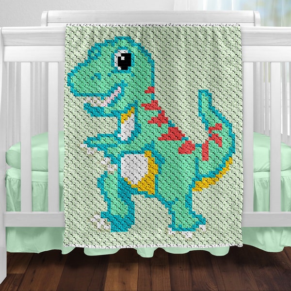 C2C Dinosaur Baby Crochet Pattern / C2C Crochet Blanket / C2C Graphgan Pattern / Corner to Corner / C2C Crochet Wall Hanging / C2C Graphs