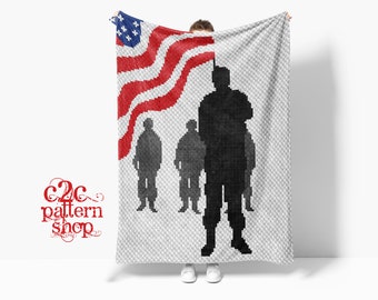 MINI C2C American USA Flag Crochet Pattern / C2C Graphgan / C2C Patterns / C2C Graphs / C2C Written Pattern / C2C American Soldier / Afghan