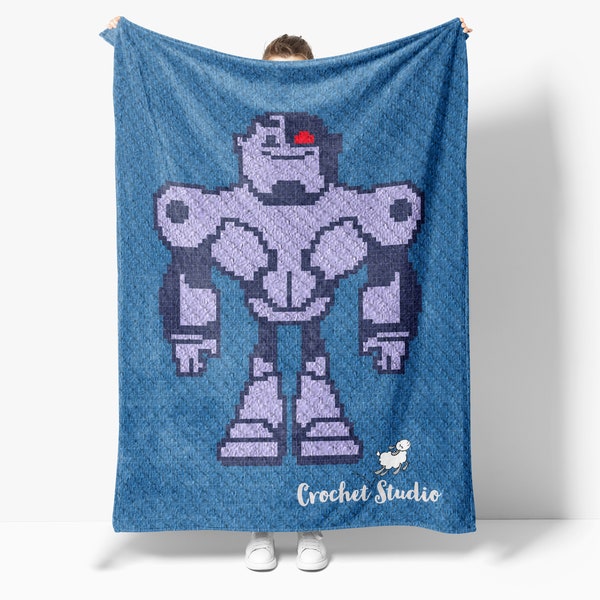 C2C Crochet Blanket Pattern / C2C Robot Crochet Pattern with color/written instructions, full graph and (tips, links, tutorials)