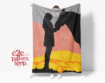 MINI C2C Horse and Girl Silhouette Crochet Pattern / C2C Graphs / C2C Blanket / C2C Cowboy / C2C Graphgan / C2C Crochet Pattern / C2C Afghan