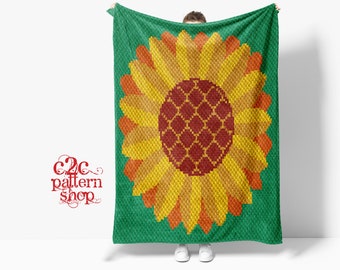 Sunflower C2C Crochet Pattern  / C2C Flower Blanket / C2C Graphgan Pattern