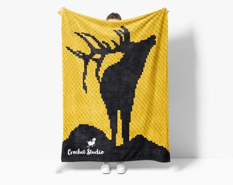 C2C Deer Silhouette Crochet Pattern with written instructions, full graph and (tips, links to yarn calculators and tutorials)