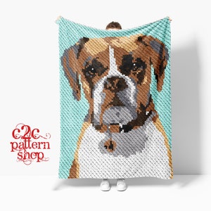 C2C Boxer Dog Crochet Pattern with written instructions, full graph and (tips, links to yarn calculators and tutorials)