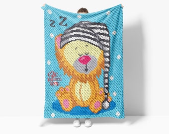 C2C Lion Crochet Pattern / Lion Afghan / Kids Lion Blanket