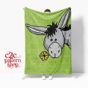 C2C Donkey Crochet Pattern with Written Instruction / Corner to Corner / C2C Cartoon Animal / C2C Graphgan / C2C Crochet Blanket / Afghan