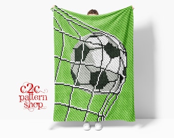 C2C Soccer Ball Sport Crochet Pattern / C2C Graphgan / Corner to Corner / C2C Crochet Blanket / C2C Afghan / C2C Written Pattern / C2C Graph