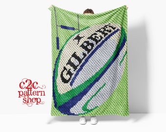 C2C Rugby Ball Sport Crochet Pattern / Corner to Corner / C2C Graphgan / C2C Crochet Blanket / C2C Afghan / C2C Written Pattern / C2C Graphs