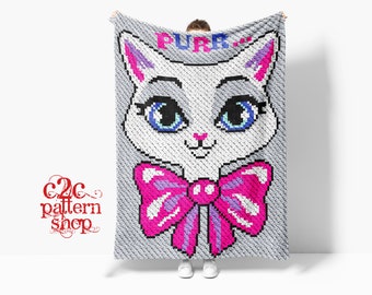 C2C Cat Crochet Pattern / C2C Girl Blanket / C2C Cat Afghan