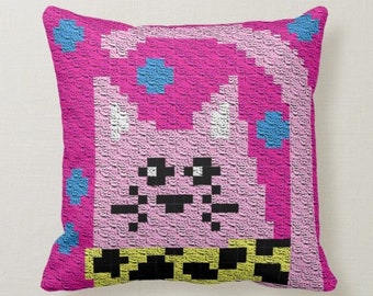 Cat Pillow Cover - C2C Crochet Pattern - Digital Download - PATTERN ONLY