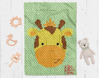 Giraffe C2C Baby Blanket Crochet Pattern with Written Instructions / (can be used in mini c2c, sc, hdc, dc, tss, bobble or cross stitch)