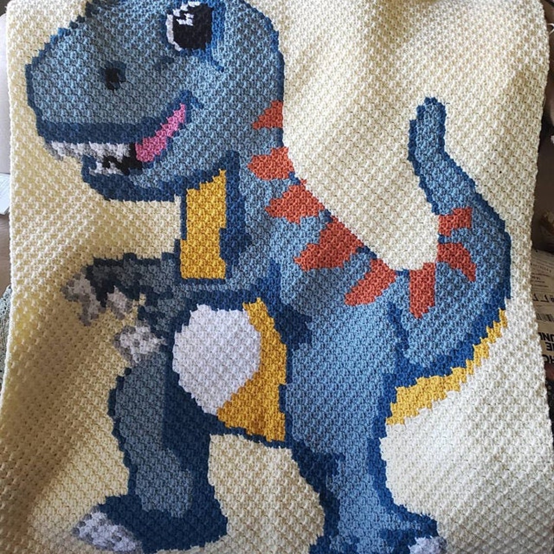 C2C Dinosaur Crochet Pattern / Corner to Corner / C2C Crochet Etsy