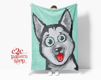 Unique C2C Husky Crochet Pattern Perfect for a Cozy Dog Afghan