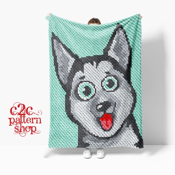 Unique C2C Husky Crochet Pattern Perfect for a Cozy Dog Afghan