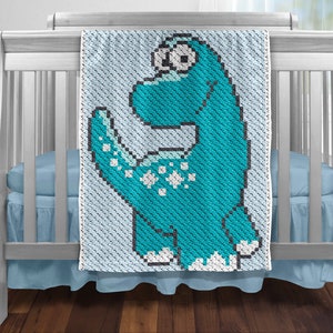 C2C Baby Dinosaur Crochet Pattern avec instructions écrites, graphique complet et (astuces, liens vers des calculatrices de fils et des tutoriels)