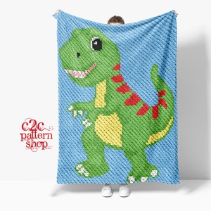 C2C Dinosaur Crochet Pattern / Corner to Corner / C2C Crochet Blanket / C2C Graphgan / C2C Graphs / C2C Afghan / C2C Patterns / Cross Stitch