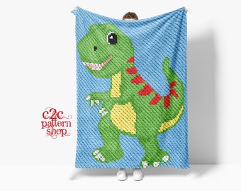 C2C Dinosaur Crochet Pattern / Corner to Corner / C2C Crochet Blanket / C2C Graphgan / C2C Graphs / C2C Afghan / C2C Patterns / Cross Stitch