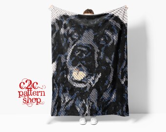 MINI C2C Newfoundland Dog Crochet Pattern with written instructions, full graph and (tips, links to yarn calculators and tutorials)