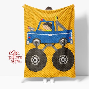 Padrão de crochê de caminhão monstro C2C/veículo C2C/cobertor de crochê menino C2C/padrão Graphgan c2c/padrões C2C/padrão escrito