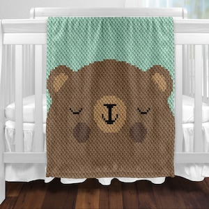 MINI C2C Baby Bear Crochet Pattern with Written Instructions / C2C Graphgan / Corner to Corner / C2C Graphs / C2C Crochet Blanket