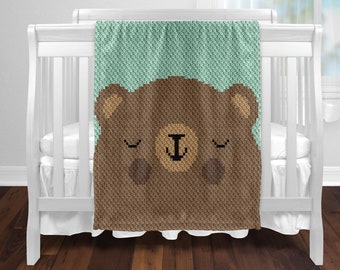 MINI C2C Baby Bear Crochet Pattern with Written Instructions / C2C Graphgan / Corner to Corner / C2C Graphs / C2C Crochet Blanket