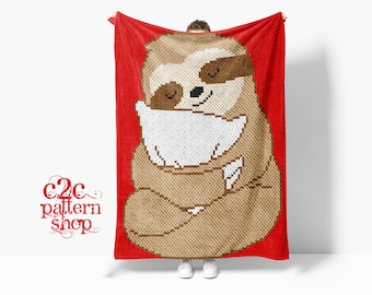 C2C Sloth Crochet Pattern  / C2C Animal Blanket / C2C Sloth Afghan