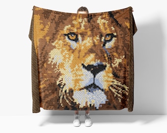 C2C Lion Crochet Pattern / Corner to Corner / C2C Patterns / C2C Animals / C2C Graphs / C2C Crochet Blanket / C2C Written Pattern / Afghan