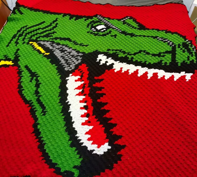 T Rex Dinosaur Afghan C2C Crochet Pattern Written Row Etsy