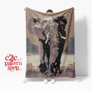 C2C Elephant Crochet Pattern / Elephant Afghan / C2C Africa