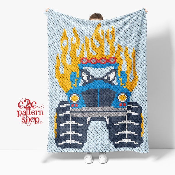 C2C Monster 4X4 Big Wheels Truck / C2C Crochet Pattern / C2C Graphgan / Corner to Corner / C2C Boy Blanket / C2C Graphs / C2C Afghan