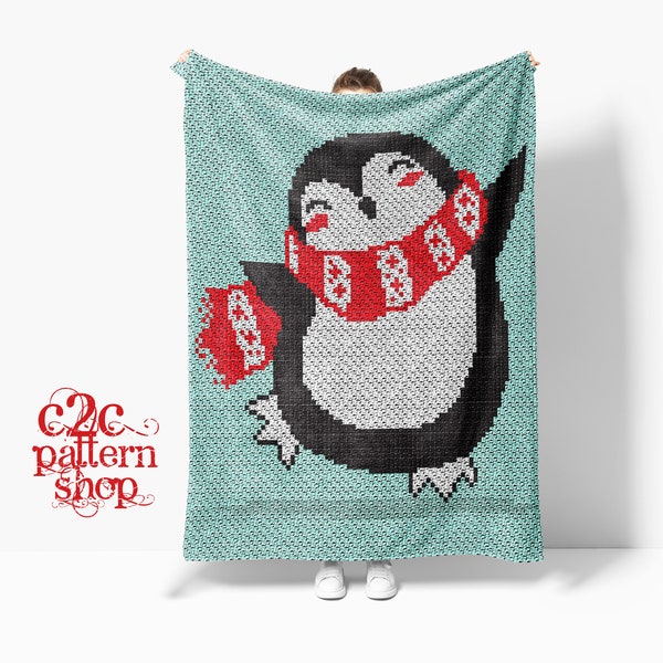 C2C Penguin Crochet Pattern / C2C Christmas / C2C Crochet Blanket / C2C Graphgan / C2C Graphs / Corner to Corner