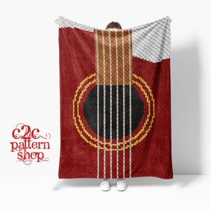 C2C Guitar Crochet Pattern / C2C Music  / C2C Graphgan / C2C Blanket / Corner to Corner / C2C Crochet Blanket / C2C Graphs