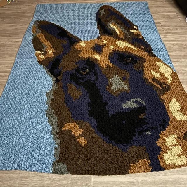 38 German Shepherd Crochet Patterns for Amigurumi, Decor, and Dog Lover Gifts 9 C2C German Shepherd Dog Crochet Pattern with written