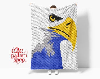 C2C Eagle Crochet Pattern with Written Instructions / Bird Afghan