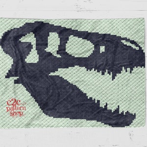 Dinosaur Skull C2C Crochet Pattern with Written Instructions / Graph can be used in mini c2c, sc, hdc, dc, tss, bobble or cross stitch
