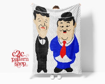 MINI C2C Laurel and Hardy Crochet Pattern / Corner to Corner / C2C Celebrity / C2C Graphgan / C2C Crochet Blanket / C2C Graphs / C2C Afghan