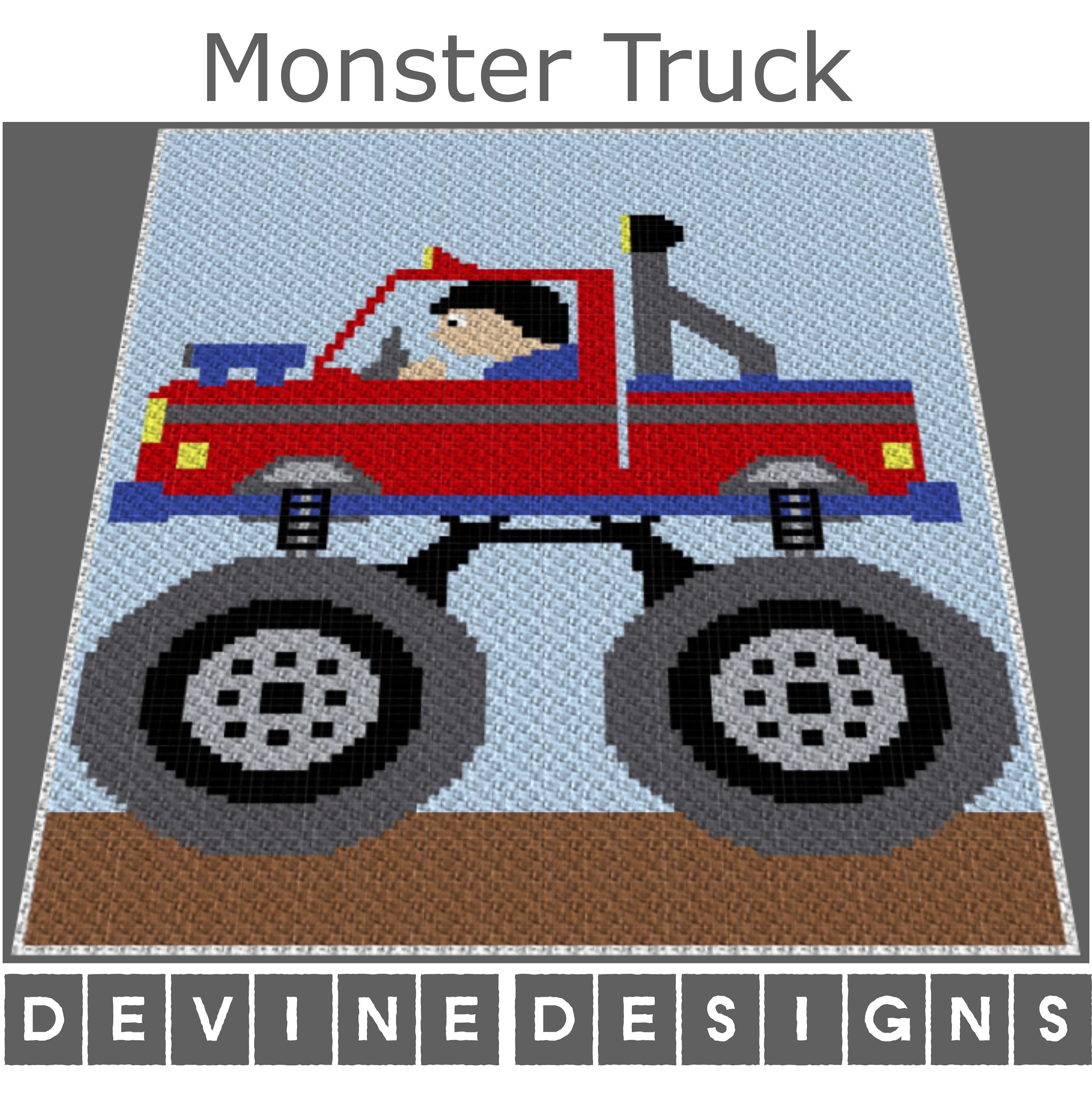Mini C2C Monster Truck Crochet Pattern C2C Afghan Graph Etsy