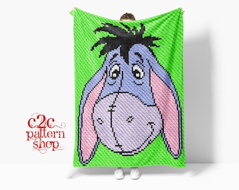 C2C Eeyore Winnie the Pooh Cartoon Crochet Pattern with Written Instructions / C2C Boy or Girl Blanket