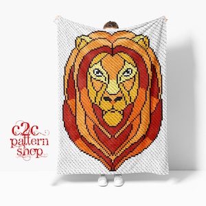 C2C Lion Crochet Pattern / Corner to Cornet / C2C Wild Animal / C2C Graphgan Pattern / C2C Blanket / C2C Graphs / C2C Written Pattern