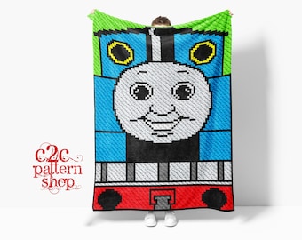 C2C Thomas the Tank Engine Train Crochet Pattern with color instructions, full graph and (tips, links to yarn calculators and tutorials)