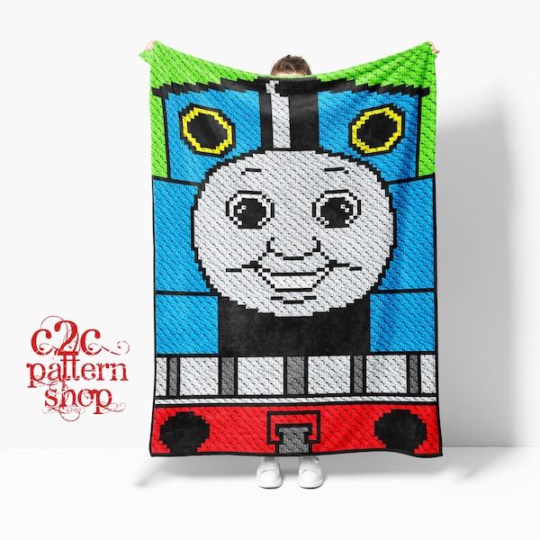C2C Thomas the Tank Engine Train Crochet Pattern with color instructions, full graph and (tips, links to yarn calculators and tutorials)