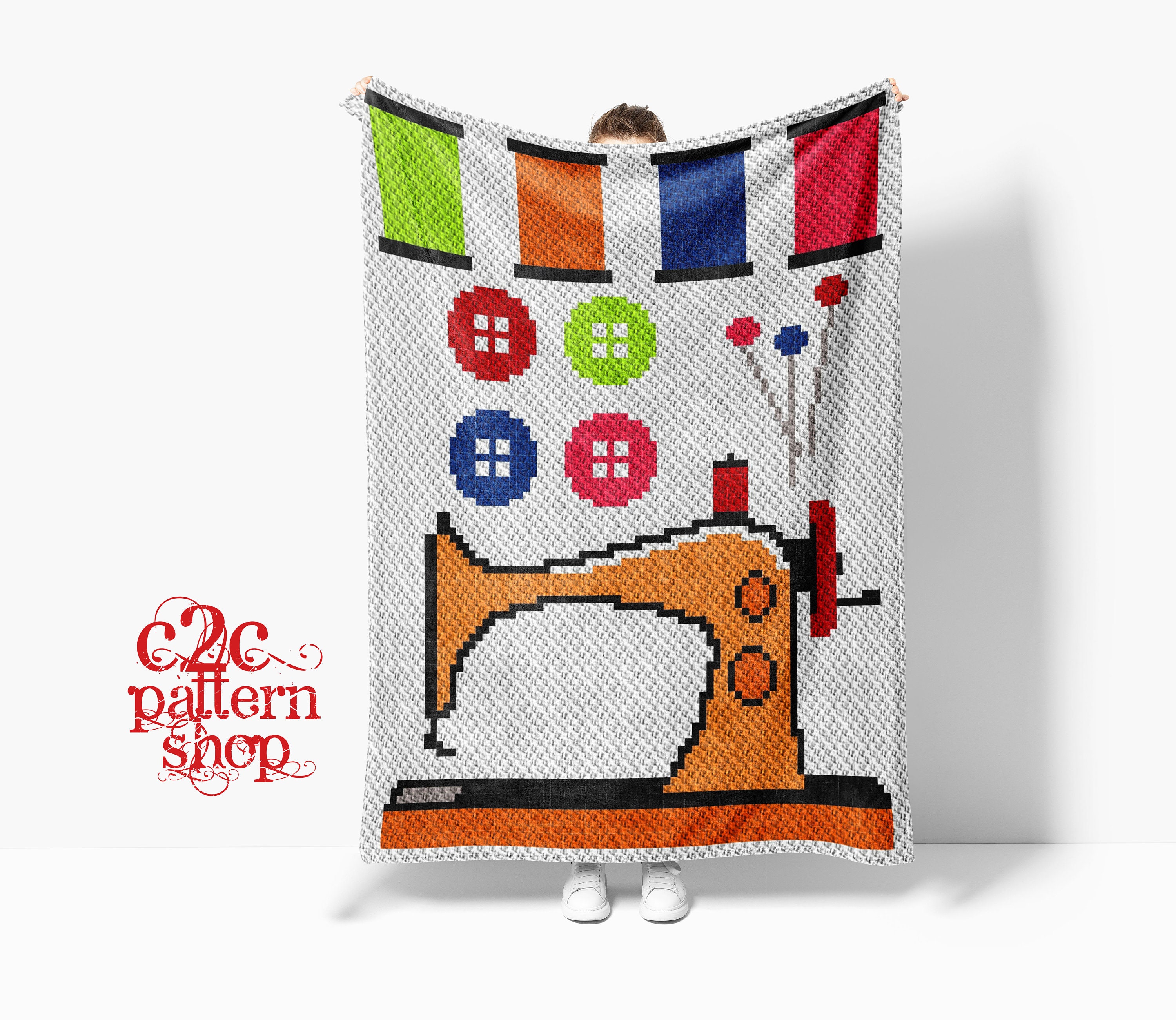 C2C Sewing Machine Crochet Pattern with Written Instructions / Etsy