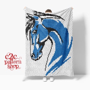 C2C Horse crochet pattern / C2C Graphgan Patterns / C2C Afghan Graph with Written Instructions image 1