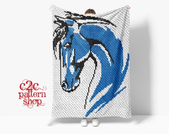 C2C Horse crochet pattern / C2C Graphgan Patterns / C2C Afghan Graph with Written Instructions