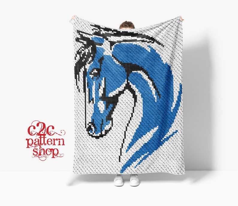 C2C Horse crochet pattern / C2C Graphgan Patterns / C2C Afghan Graph with Written Instructions image 1